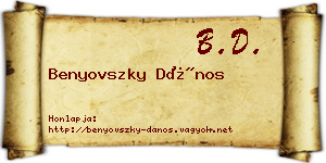 Benyovszky Dános névjegykártya